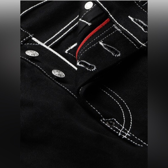 Evisu Black White Graphic Embroidery Multi-Pockets Tapered Denim Jeans NWT w Bag - Picture 6 of 16